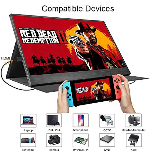 15.6 Inch Portable HDMI Monitor Kenowa Full HD 1080P IPS Display Second Screen Laptop Monitor Mini PC Computer Camera Raspberry Pi Gaming PS4 Xbox