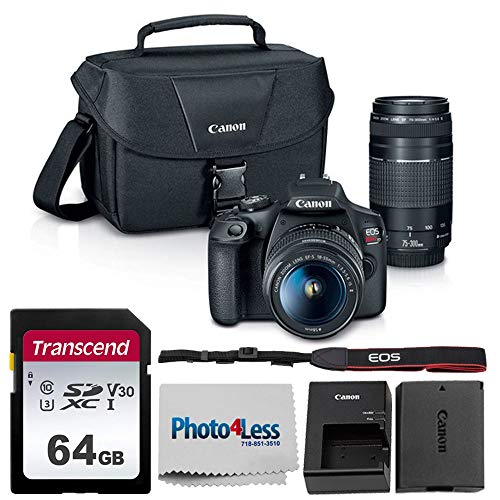 Canon EOS Rebel T7 Digital SLR Camera Body EF-S 18-55mm f/3.5-5.6 IS II EF 75-300mm f/4-5.6 III Lens & Ultimate Canon Bundle