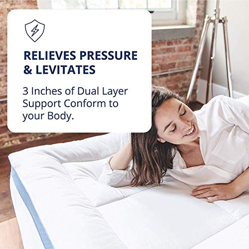 ViscoSoft Pillow Top Latex Mattress Topper Cal King | Serene 3 Inch Gel Latex Mattress Pad & Cover