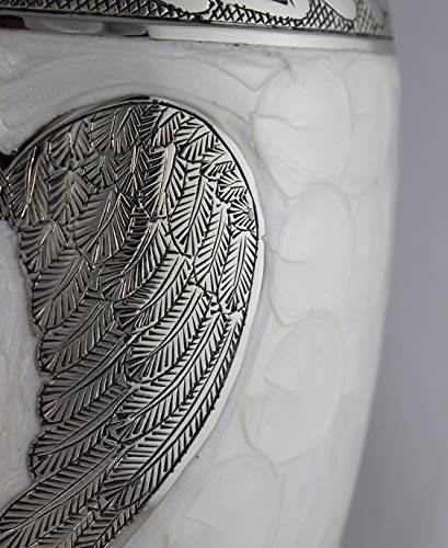 Loving Angel Wings White/Silver Cremation Urns for Human Ashes Adult for Funeral, Burial, Columbarium, Home, Cremation Urns for Human Ashes Adult 200 Cubic inches, Urns for Ashes (Extra Large/Adult)