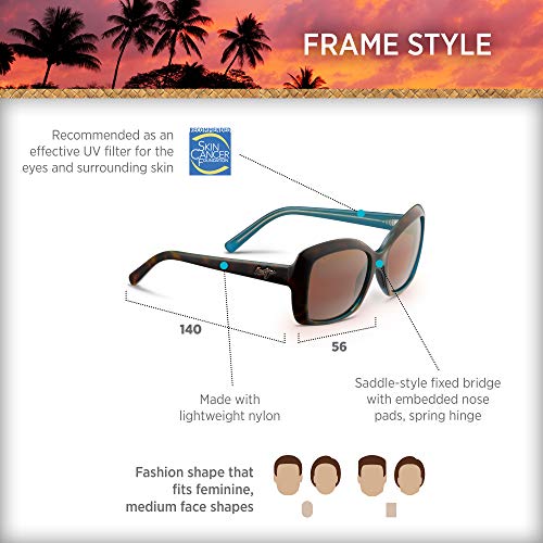 Maui Jim Women Orchid with Patented PolarizedPlus2 Lenses Polarized Cat-Eye Sunglasses, Tortoise withPeacock/HCL Bronze Polarized, Medium