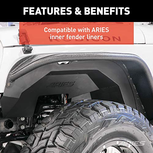 ARIES 1500201 Black Aluminum Front Jeep Wrangler JK Fender Flares