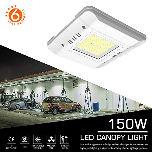 LED Canopy Light Adiding 150W Carport Driveway Gas Station Ceiling Light(600W HID/HPS Equivalent)-120Lm/W 5000K Daylight White 100-277V IP65 for Warehouse Garages Underpasses Parking Lot ETL G2