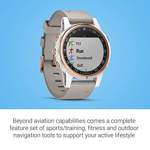 Garmin D2 Delta S, Smaller-Sized GPS Pilot Watch, Includes Smartwatch Features, Heart Rate and Music, Rose Gold with Beige Leather Band