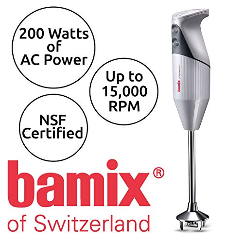 Bamix G200 Gastro Professional Immersion Hand Blender Light Grey 3 Stainless Steel Blades NSF Rated for Professional Cooking Projects