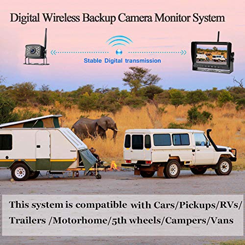 HD Digital Wireless 4 Backup Camera 7'' Monitor Kit Split Screen IP69K Waterproof