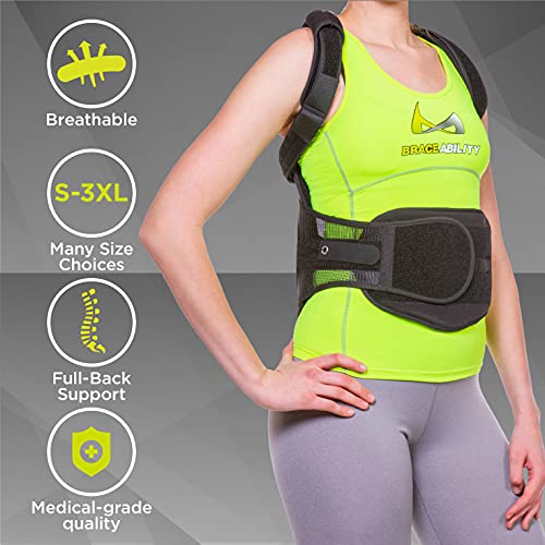 BraceAbility Plus Size TLSO Back Clamshell Brace - XXL Hard Turtle Shell Full-Body Support Jacket for Thoracic Kyphosis, Parkinson's Disease, Scoliosis, Fractured Spine, Post-Surgery Recovery (2XL)