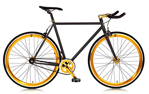 Big Shot Bikes Single Speed or Fixed Gear Custom Fixed Gear Bikes Matte Black & Gold Accents