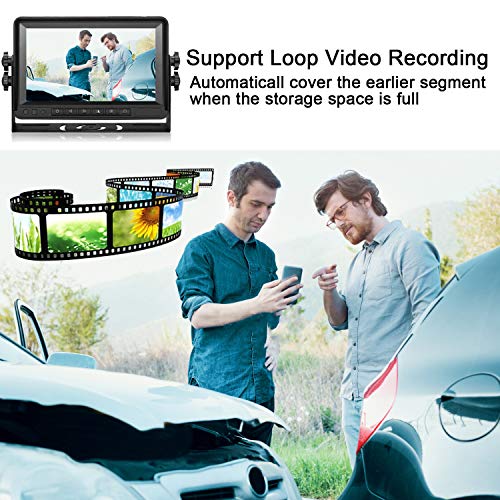 HD Digital Wireless 4 Backup Camera 7'' Monitor Kit Split Screen IP69K Waterproof