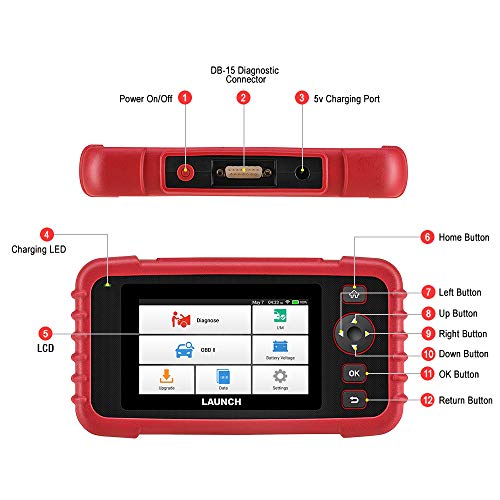 LAUNCH Code Reader CRP123X OBD2 Scanner Scan Tool for ABS SRS Transmission Engine Code Reader Car Diagnostic Tool with Battery Test, Android 7.0 Based, 5.0â Touchscreen, AutoVIN, Wi-Fi Free Updates