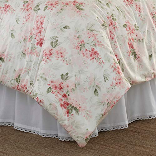 Laura Ashley Wisteria Collection Luxury Ultra Soft Comforter, All Season Premium Bedding Set, Stylish Delicate Design for Home Décor, King, Blush