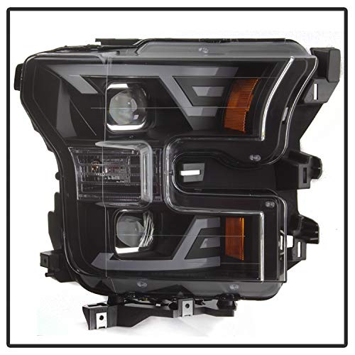 (xTune) Compatible with Ford F150 2015-2017 DRL LED Light Bar Projector Headlights - Black