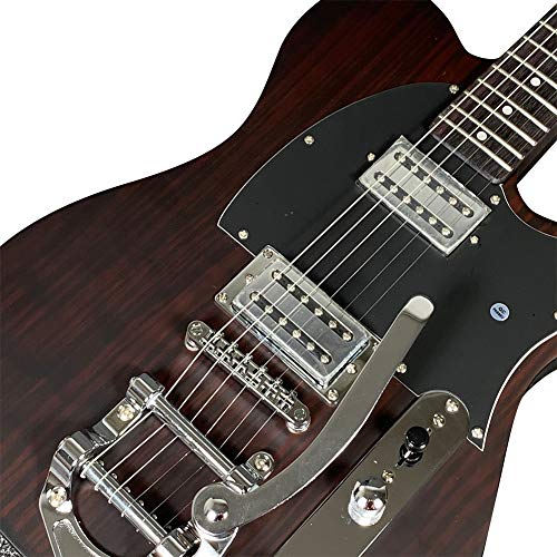ZUWEI Solid Body Electric Guitar 6 Strings - Basswood Body with Rosewood Top Veneer, Canada Maple Neck, with Gig Bag and Cable (Fixed Bridge)
