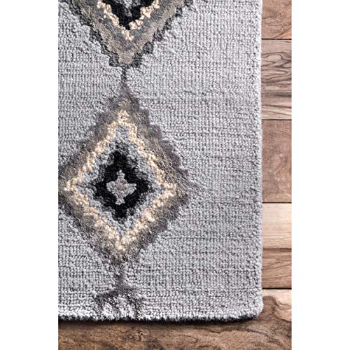 nuLOOM Belini Hand Tufted Wool Area Rug, 4' x 6', Dark Grey
