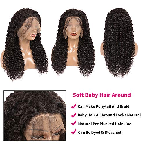 13x6 26 Inch Lace Front Wigs Human Hair Water Wave Lace Frontal Wigs with Baby Hair Brazilian Virgin Deep Curly Wet and Wavy Human Hair Wigs For Black Women Lace Frontal Wigs Pre plucked 150% Density (26 Inch, 13x6 Water)