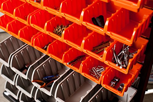 TRINITY Dual-Sided Mobile, Black Rolling Bin Rack