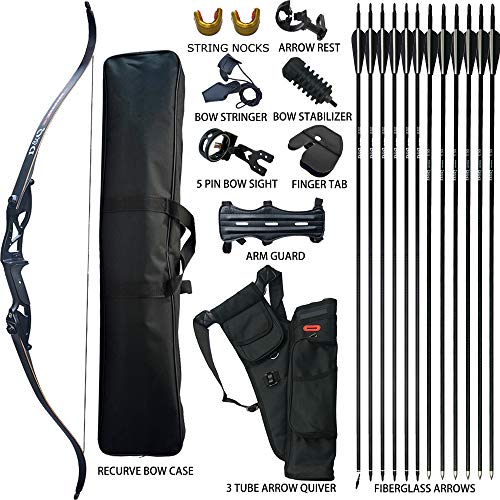 D&Q Hunting Recurve Bow & Arrow Set Longbow Package 30 35 40 45 50 lbs Right Handed