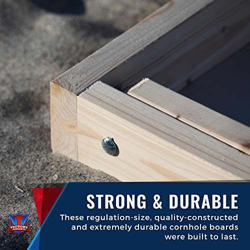 Victory Tailgate Regulation Collegiate NCAA Weathered Triangle Series Cornhole Board Set - 2 Boards, 8 Bags - St. Thomas Bobcats