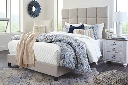 Ashley Furniture Signature Design - Dolante Upholstered Bed - King Size - Complete Bed Set in a Box - Contemporary Style - Tan