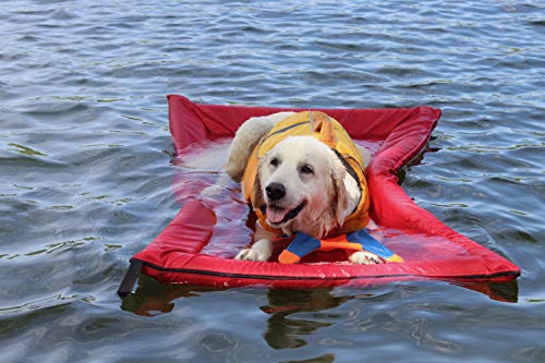 Lazy Dog Loungers Dog Pool Float, Raft for Dogs and Pets - Semi-Submersible to Keep Your Dog Cool - Lake, Pool, River and Boat (Red - Large)