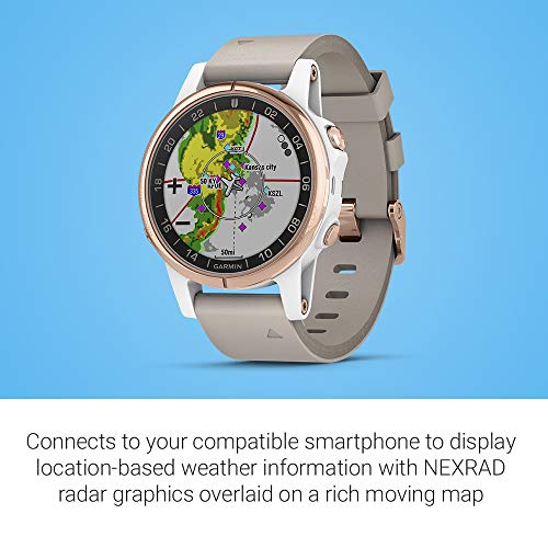 Garmin D2 Delta S, Smaller-Sized GPS Pilot Watch, Includes Smartwatch Features, Heart Rate and Music, Rose Gold with Beige Leather Band