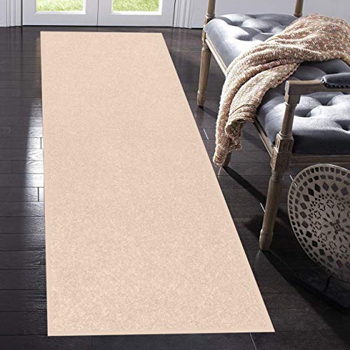 Home Queen Solid Color Custom Size Runner Off White, 4' x 50' Area Rug