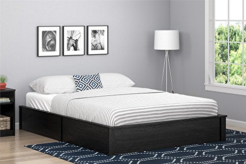 Ameriwood Home Queen Platform Bed Frame, Black Oak