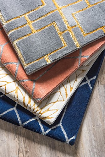 Unique Loom Marilyn Monroe Glam Collection Textured Geometric Trellis Navy Blue Silver Area Rug (8' 0 x 10' 0)