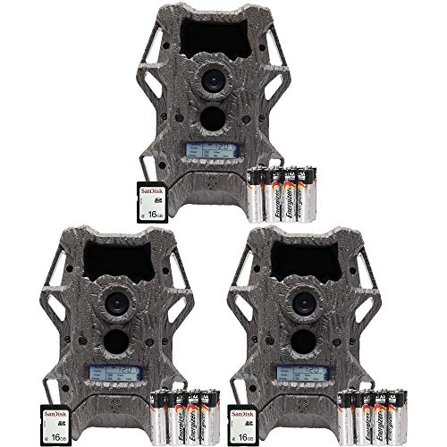 Wildgame Innovations 12MP Infrared Hunting Trail Game Camera (3 Pack) with SD Cards and Batteries
