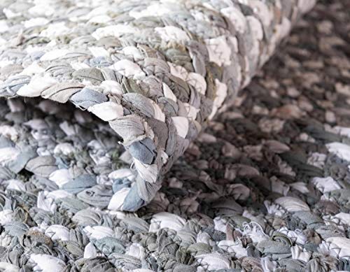 Unique Loom Braided Chindi Collection Casual Modern Gray Area Rug (8' 0 x 10' 0)