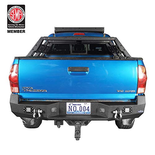 Discovery Rear Bumper Off Road Rear Step Bumper Guard w/2 ×18W LED Floodlights for 2005-2015 2nd Gen Toyota Tacoma (not fit for 3rd Gen Tacoma)