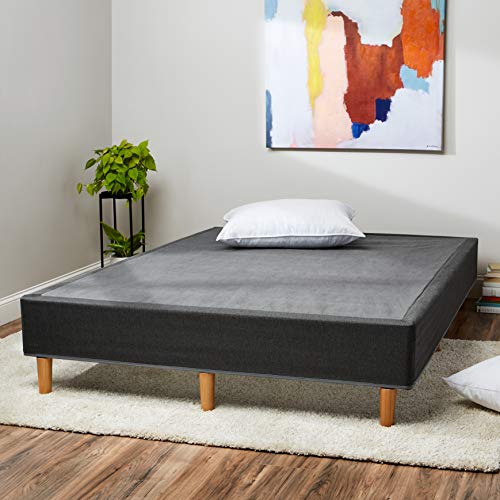 AmazonBasics Premium Foldable Mattress Foundation/Box Spring with Steel Slats and Wood Legs, Tools-free Assembley, King