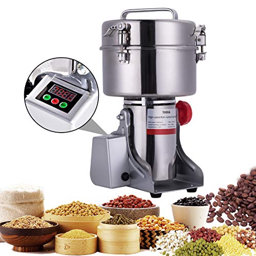 Electric Grain Grinder Stainless Steel Grinding Machine Commercial Cereals Grain Mill for Kitchen Herb Spice Pepper Coffee