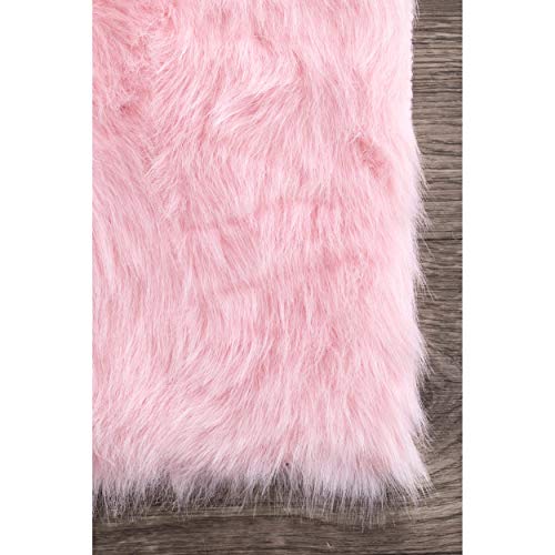 nuLOOM Cloud Faux Sheepskin Soft & Plush Shag Rug, 7' 6" x 9' 6", Pink
