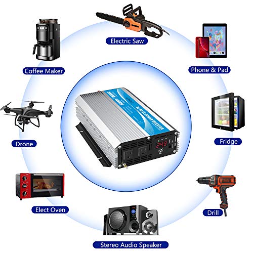 2000W 24V Modified Sine Wave Power Inverter DC 24 Volt to AC 110 120 Volt with Remote Control & LED Display and USB Port for RV Truck Boat