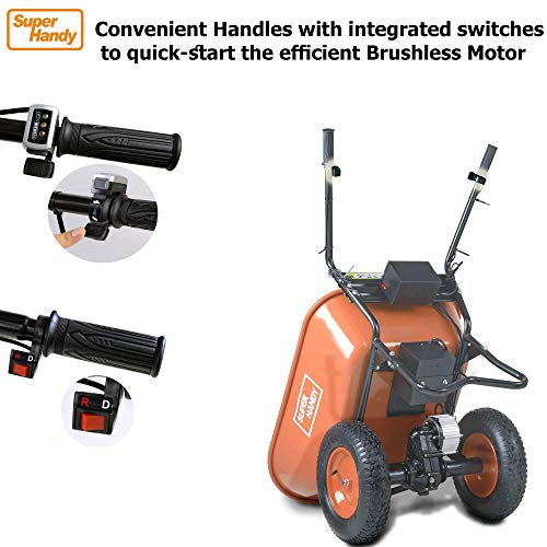 SuperHandy Ultra Duty Electric Powered Wheelbarrow Utility Cart 24V DC 180W AGM Driven 330LBS (150kgs) Capacity & 4 cu.ft. of Cubage Material Debris Hauler (Amazon Exclusive only for USA)