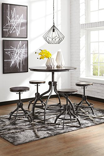 Ashley Furniture Signature Design - Odium Counter Height Dining Room Table and Bar Stools (Set of 5) - Brown