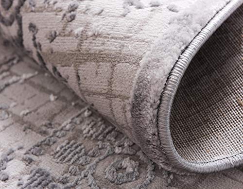Unique Loom Aberdeen Collection Tone-on-Tone Traditional Textured Vintage Gray Area Rug (8' 0 x 10' 0)