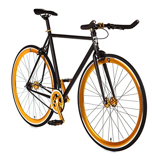 Big Shot Bikes Single Speed or Fixed Gear Custom Fixed Gear Bikes Matte Black & Gold Accents