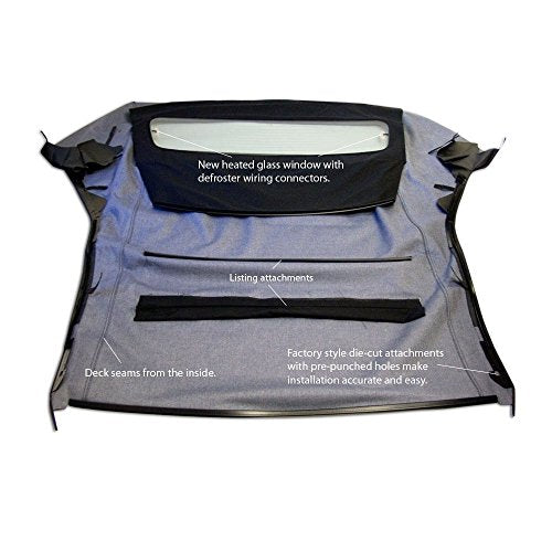 AutoBerry Ford Mustang Convertible Top (2005-2014) Complete Factory Style Heated Glass Window in Sailcloth Vinyl Black