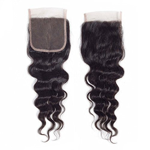 10A Brazilian Virgin Hair Loose Wave 3 Bundles with Closure (16 18 20+14"Closure) Brazilian Human Hair Bundles with Closure 100% Unprocessed Virgin Remy Hair Bundles with Lace Closure Natural Color
