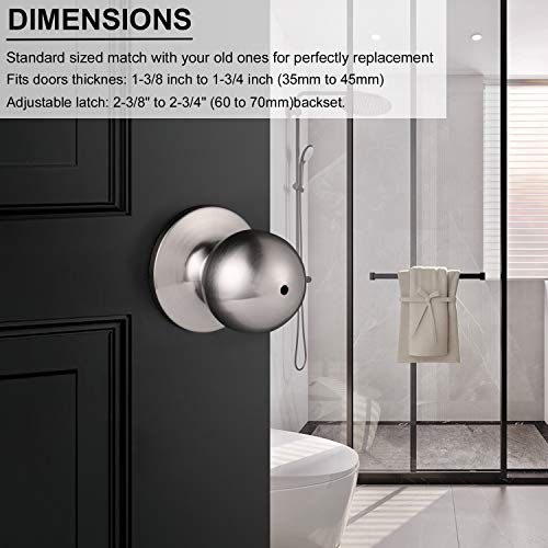 15 Pack Privacy Door Handle Satin Nickel Finish Interior Bed/Bathroom Keyless Lockset Ball Shape