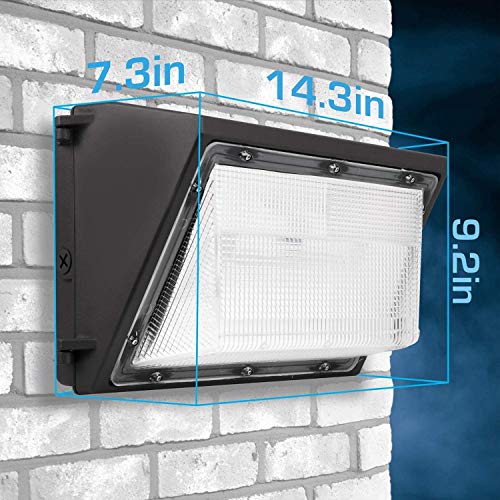 (4 Pack) LED Wall Pack Photo Cell - 80W 5000K Commercial Outdoor Light Fixture, Dimmable, ( Out-Door Dusk to Dawn Sensor Security Porch Lighting for Industrial Out-Side Photocell )
