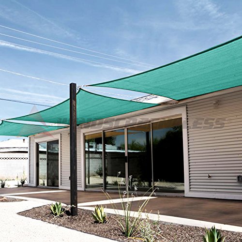 Windscreen4less 17' x 17' Square Sun Shade Sail - Solid Turquoise Durable UV Shelter Canopy for Patio Outdoor Backyard - Custom Size