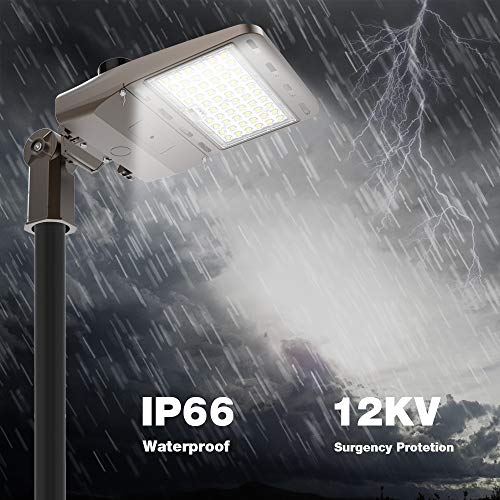 LED Parking Lot Light, 21000LM 5700K Dusk to Dawn Photocell LED Street Lights, IP66 Waterproof Commercial Area Road Lighting,LED Shoebox Pole Light with Slipfitter Bracket (150W)