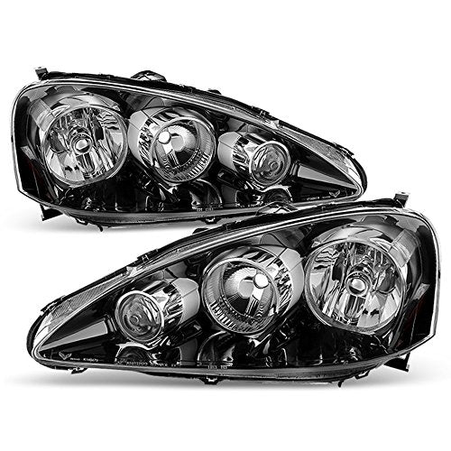 ACANII - For 2005-2006 Acura RSX Black Headlights Headlamps Head Lights Lamps Replacement Driver + Passenger Side