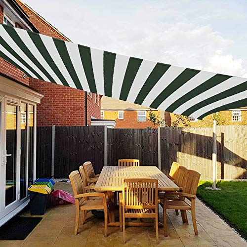 COARBOR Sun Shade Sail Canopy Green/White Wide Stripes 13'x14' UV Block Canopy Perfect for Patio Outdoor Garden (We Make Custom Sizes)