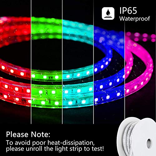 Brillihood Flexible LED RGB Rope Light Strip Multi Color Changing Dimmable Waterproof Indoor/Outdoor Remote Controller - (50m/164ft)