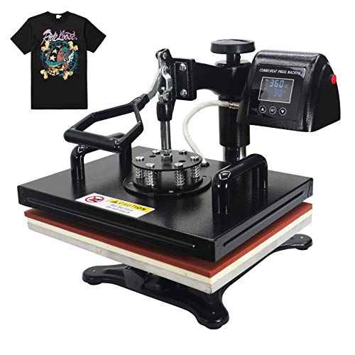 13 x 18 Inch Heat Press Machine 5 in 1 Combo for T-Shirt Hat Cap Mug Plate Color LED Digital Heat Transfer Sublimation Machine New Black