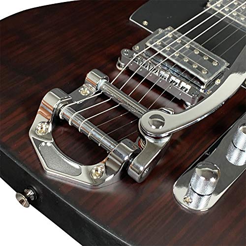 ZUWEI Solid Body Electric Guitar 6 Strings - Basswood Body with Rosewood Top Veneer, Canada Maple Neck, with Gig Bag and Cable (Fixed Bridge)